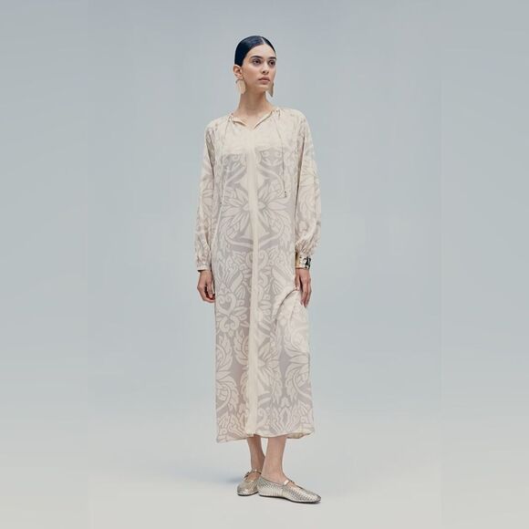 H&M Balloon-Sleeved Dress Light Beige Ramadan Modest Collection New - Picture 8 of 8